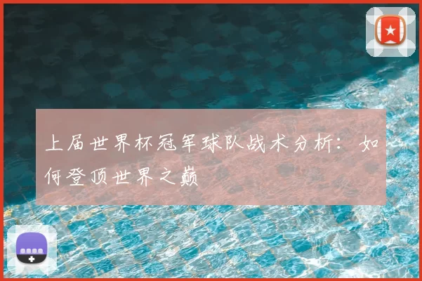 上届世界杯冠军球队战术分析:如何登顶世界之巅